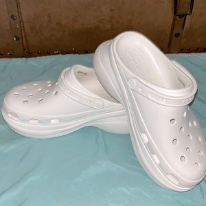 White crushed clog crocs